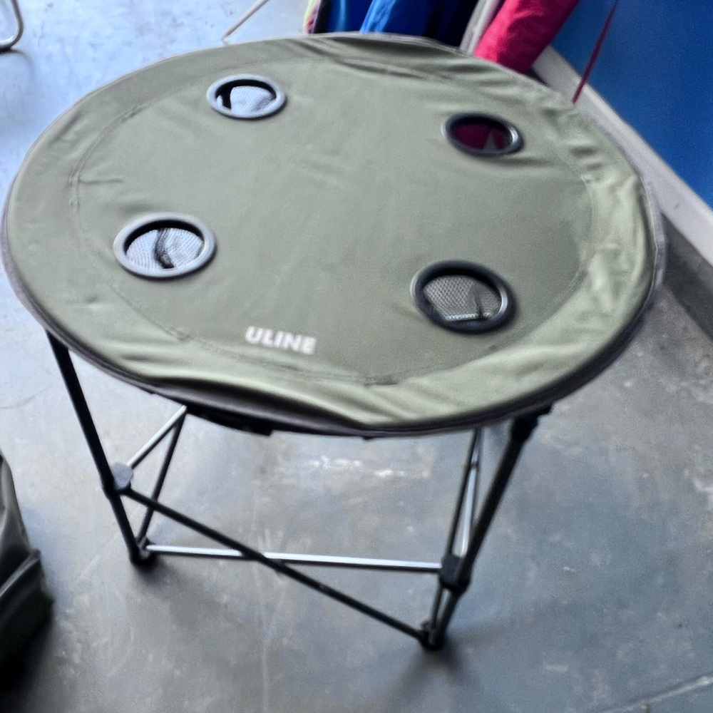 Uline Green Folding Table with Cup Holders GUC